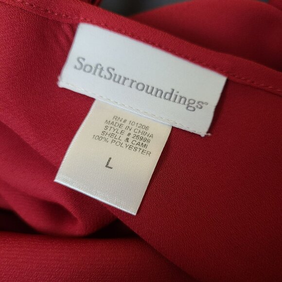 Soft Surroundings Womens L Paisley Tunic Dress Cami Red Blue Sheer Boho Peasant - Picture 7 of 13